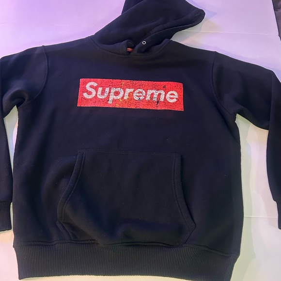 Supreme Box Logo Hoodie Black Red – Vintage Distressed Size Large - Picture 9 of 9